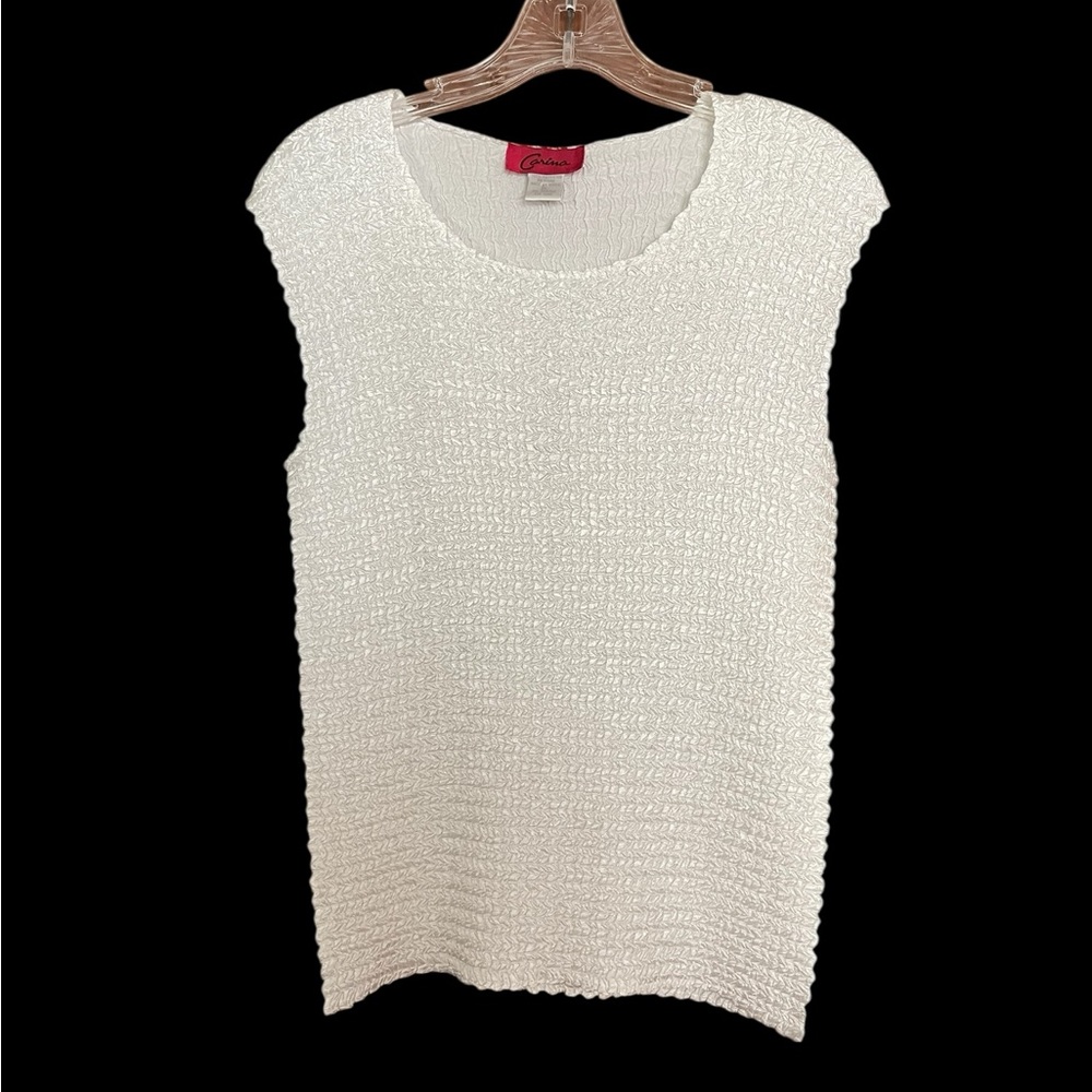 Women’s Sz XL Carina White Stretch Textured Sleeveless Top